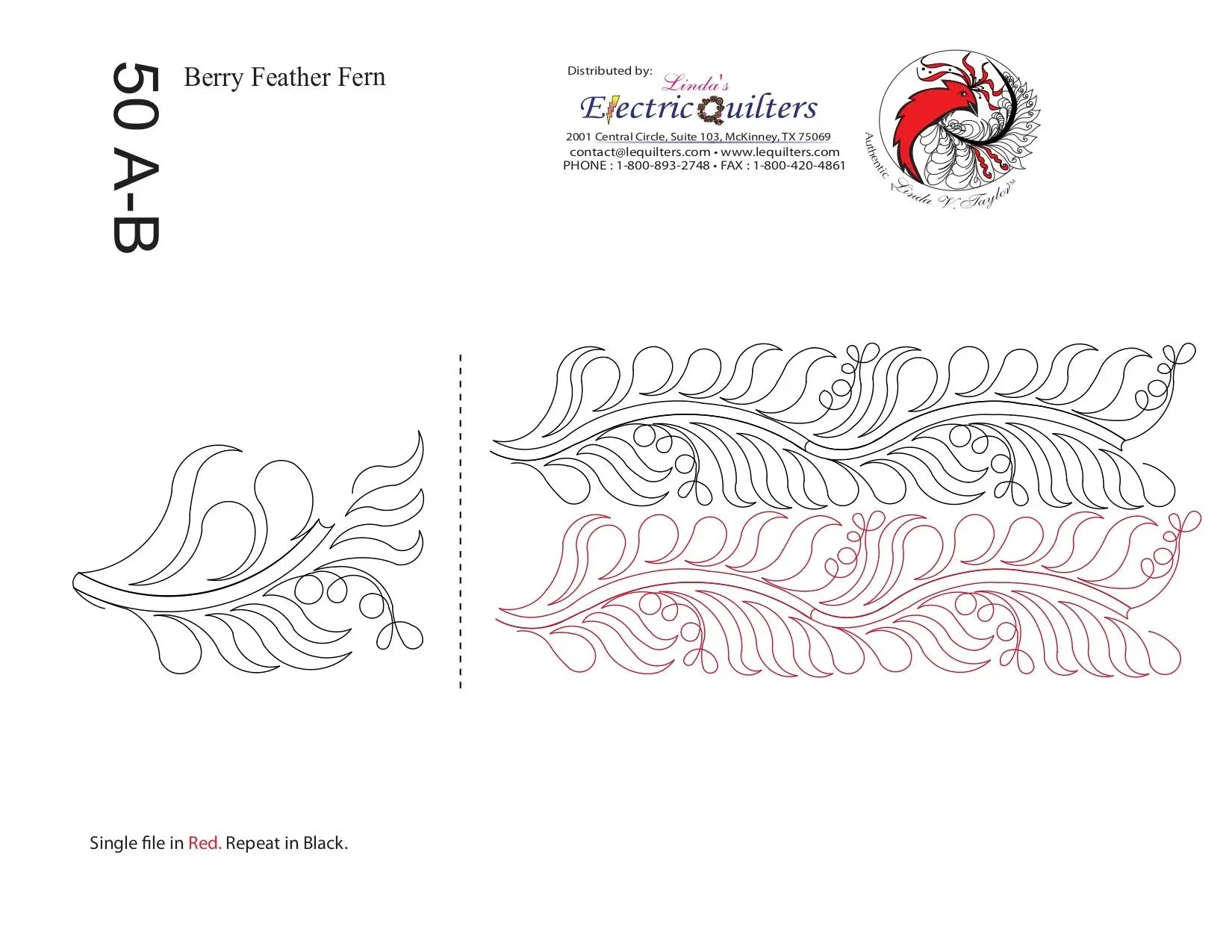 050 Berry Feather Fern Pantograph by Linda V. Taylor - Linda's Electric Quilters