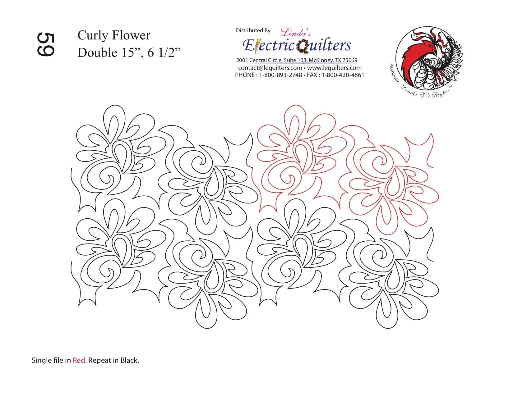 059 Curly Flower Pantograph by Linda V. Taylor - Linda's Electric Quilters