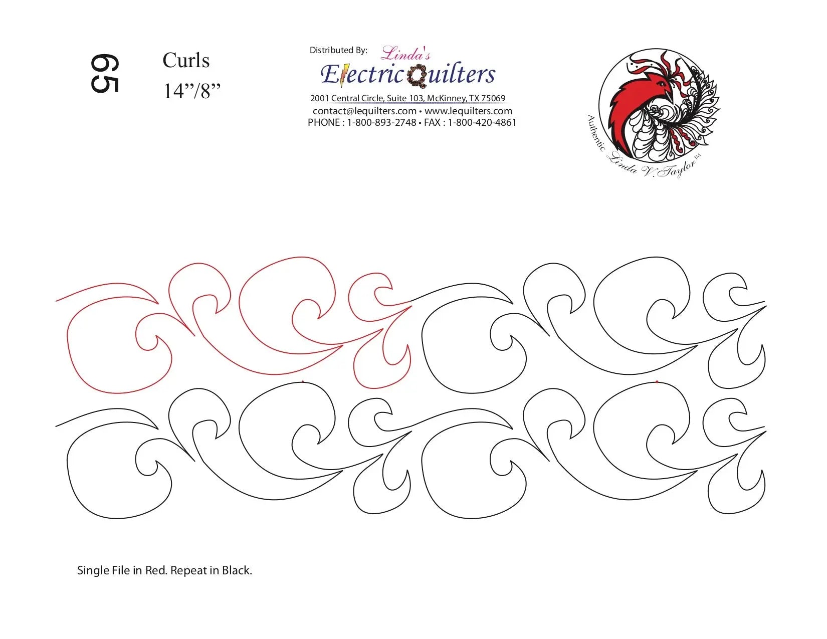 065 Curls Pantograph by Linda V. Taylor - Linda's Electric Quilters