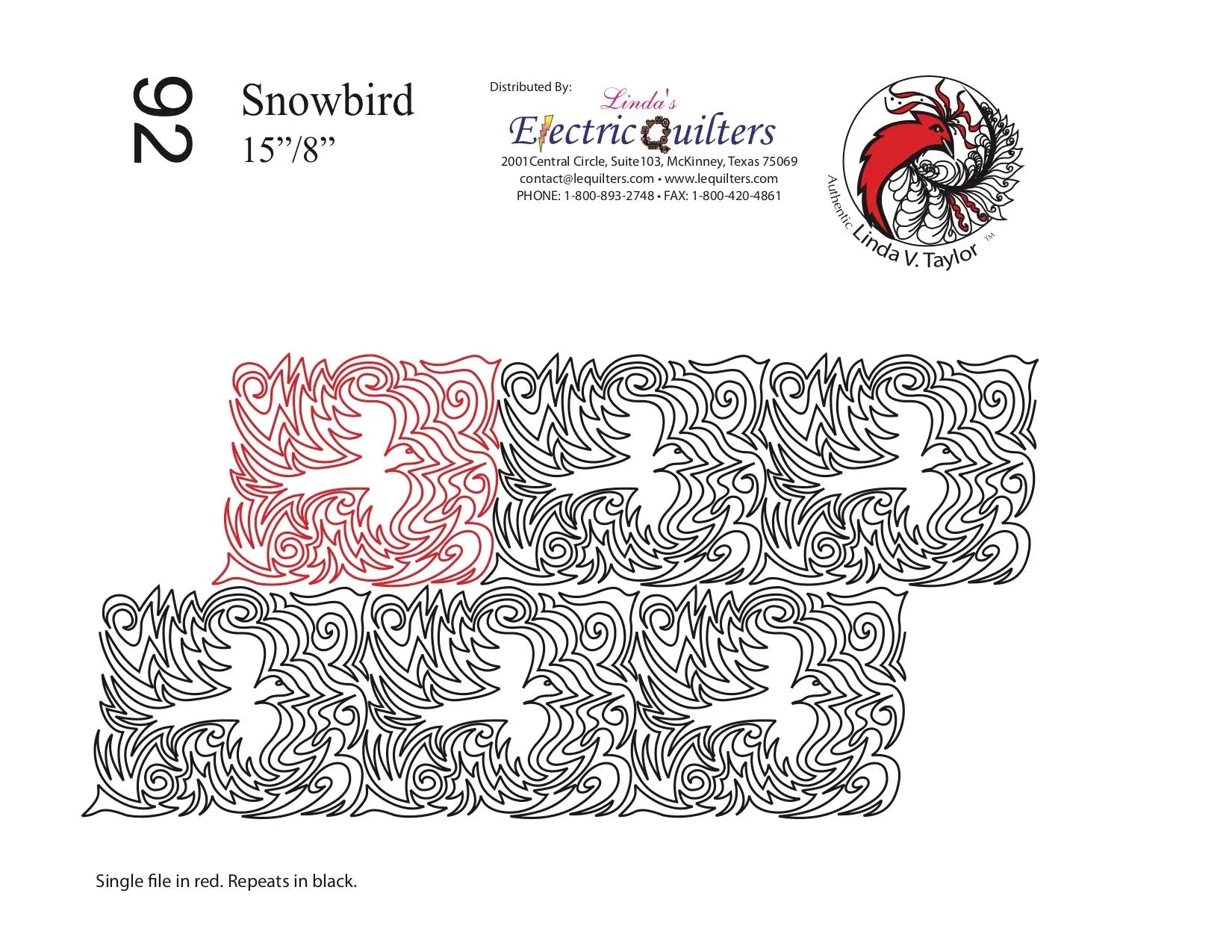 092 Snowbird Pantograph by Linda V. Taylor - Linda's Electric Quilters