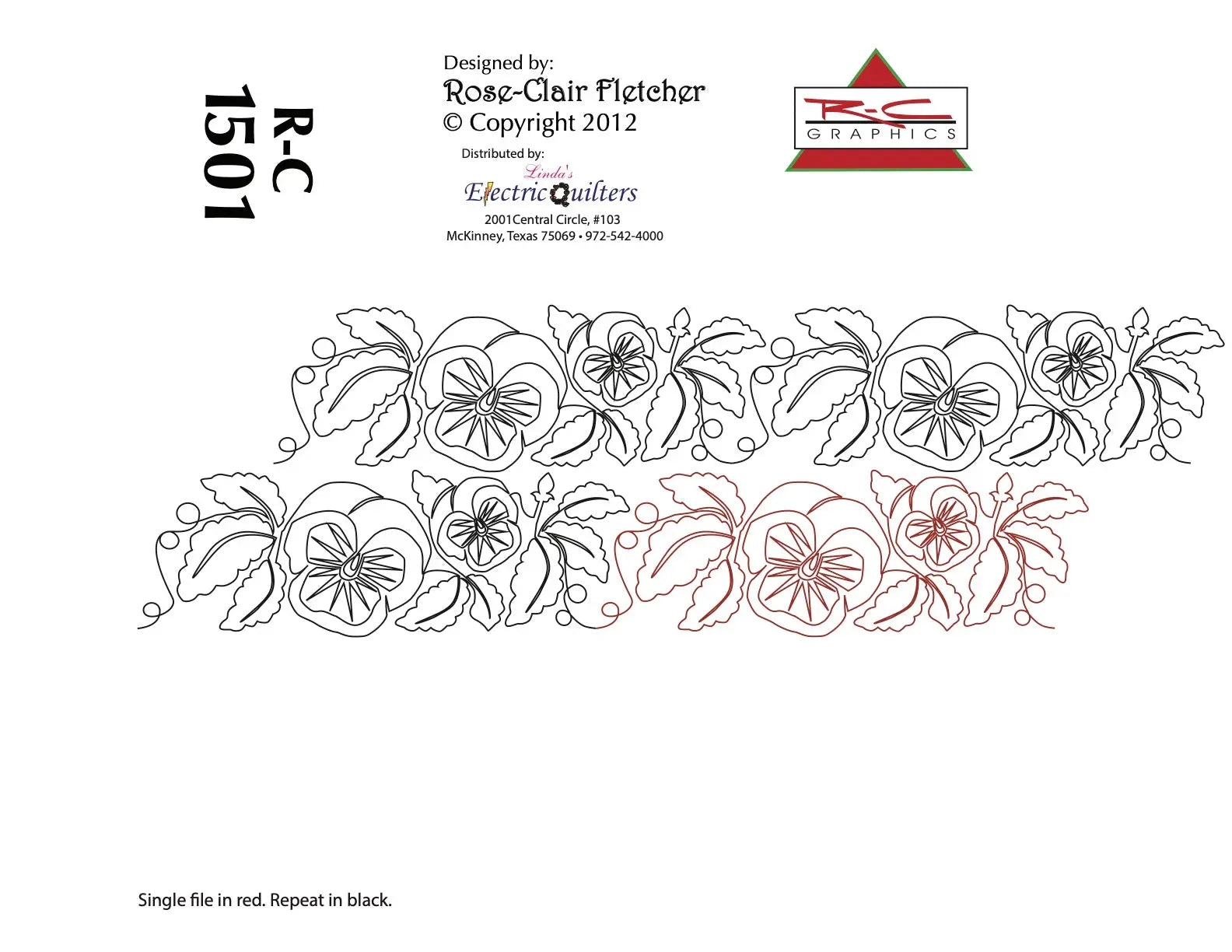 1501 Pretty Pansies Pantograph by Rose-Clair Fletcher - Linda's Electric Quilters