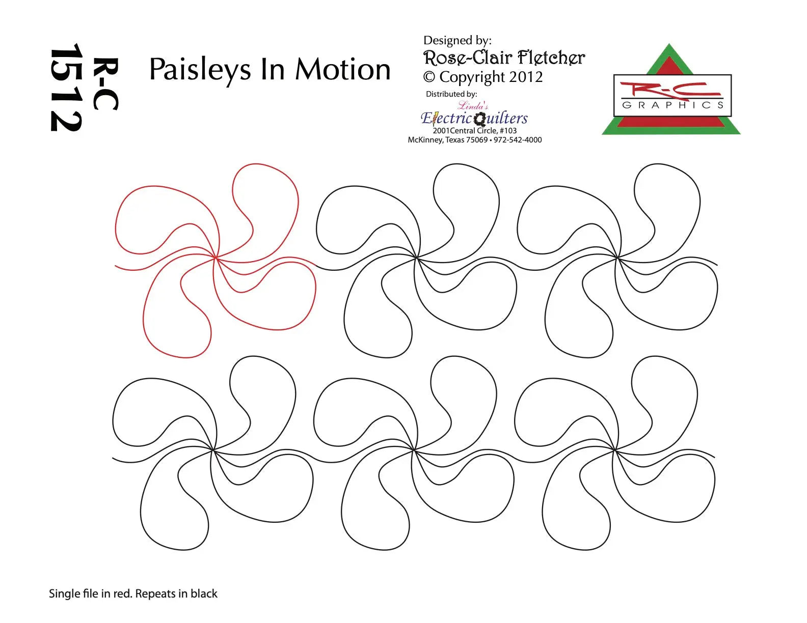 1512 Paisleys In Motion Pantograph by Rose-Clair Fletcher - Linda's Electric Quilters