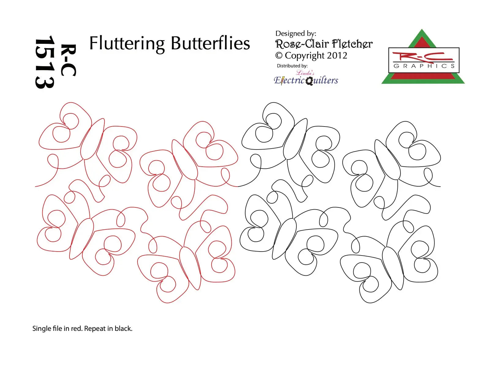 1513 Fluttering Butterflies Pantograph by Rose-Clair Fletcher - Linda's Electric Quilters