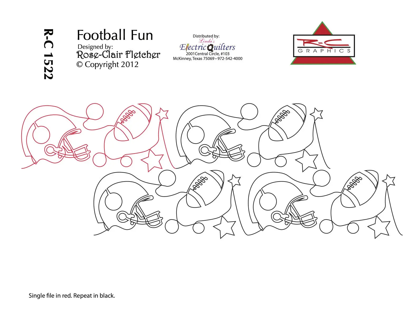 1522 Football Fun Pantograph by Rose-Clair Fletcher - Linda's Electric Quilters
