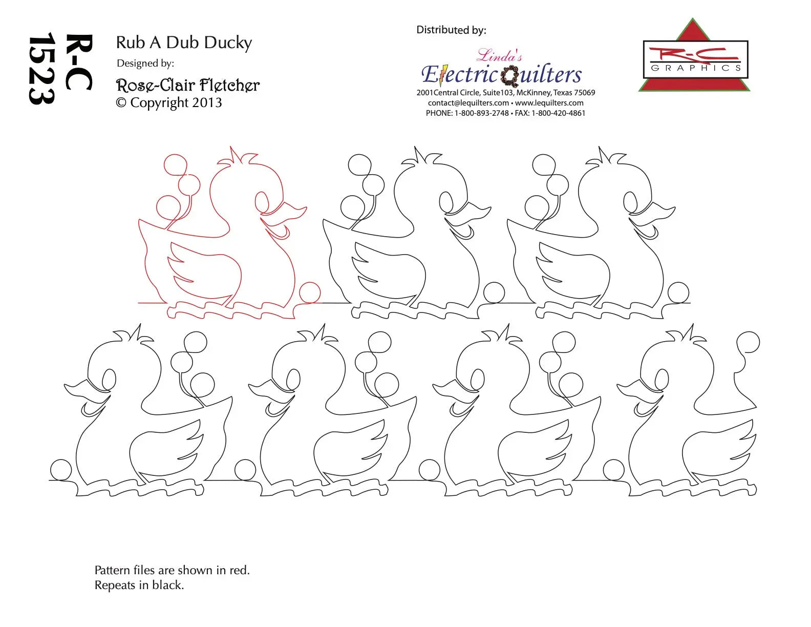 1526 Rub A Dub Ducky Pantograph by Rose-Clair Fletcher - Linda's Electric Quilters