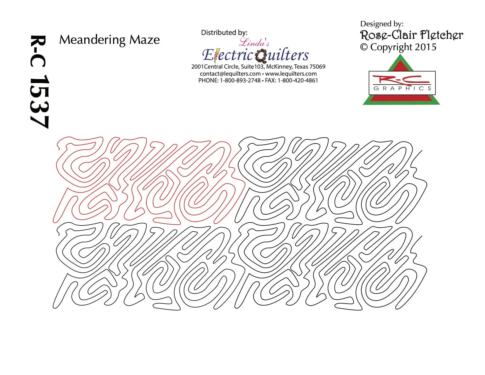 1537 Meandering Maze Pantograph by Rose-Clair Fletcher - Linda's Electric Quilters