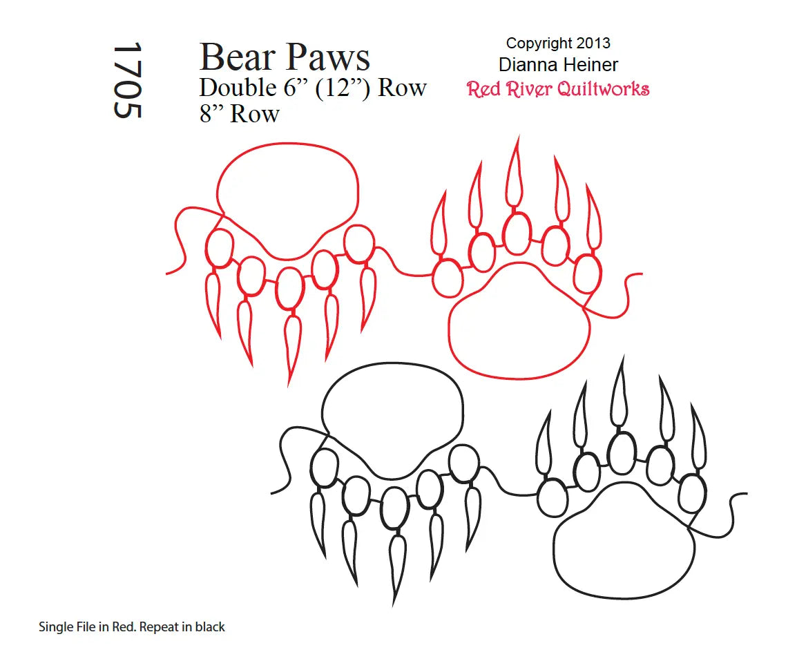 1705 Bear Paws Combo Pantograph - Linda's Electric Quilters