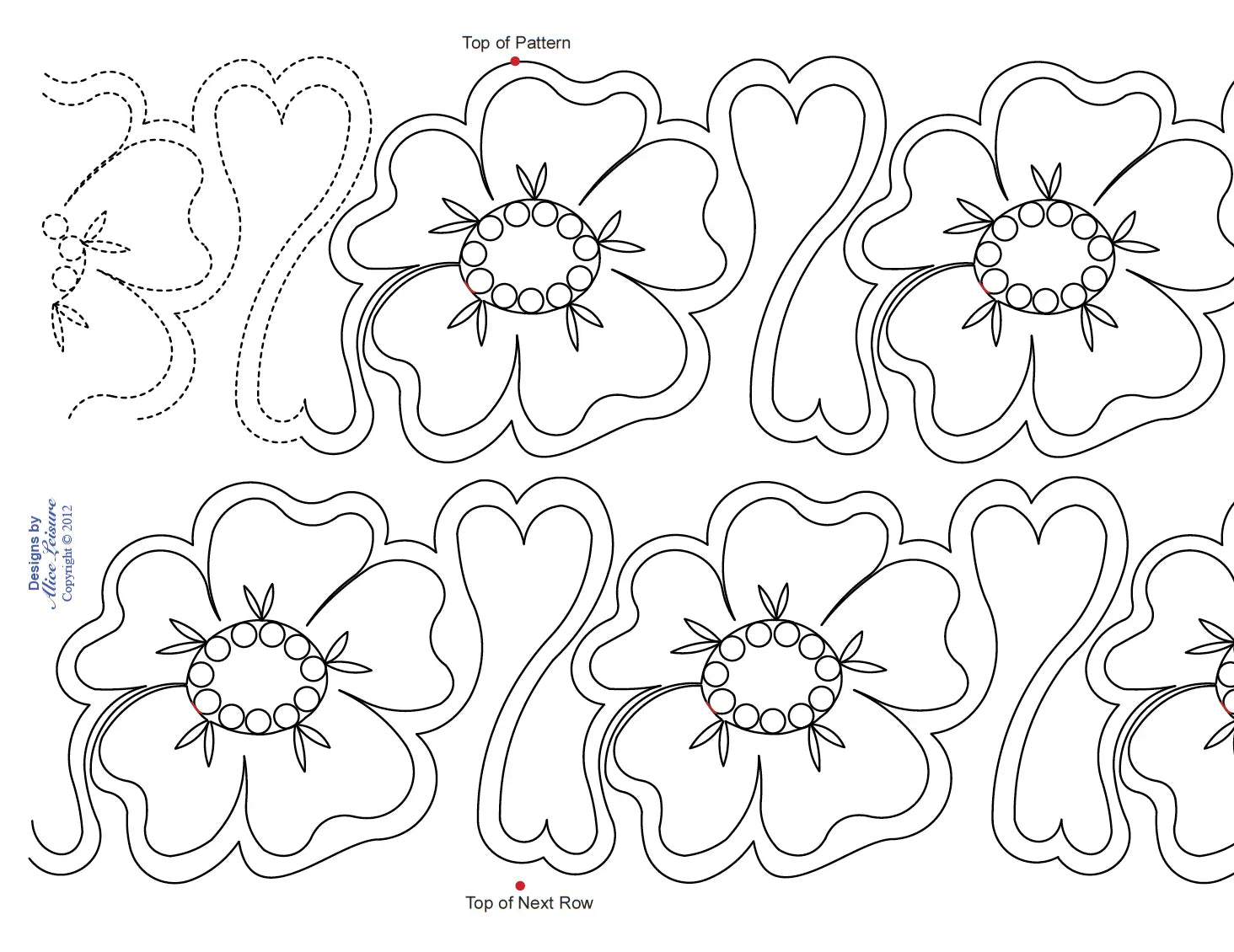 1400 Flowers and Hearts Pantograph - Linda's Electric Quilters