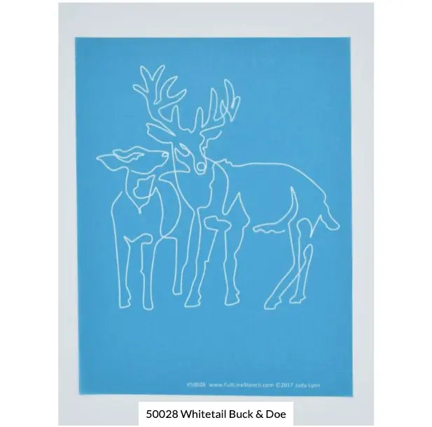 50028 Whitetail Buck & Doe 6 1/2" by 7 1/2" Stencil - Linda's Electric Quilters