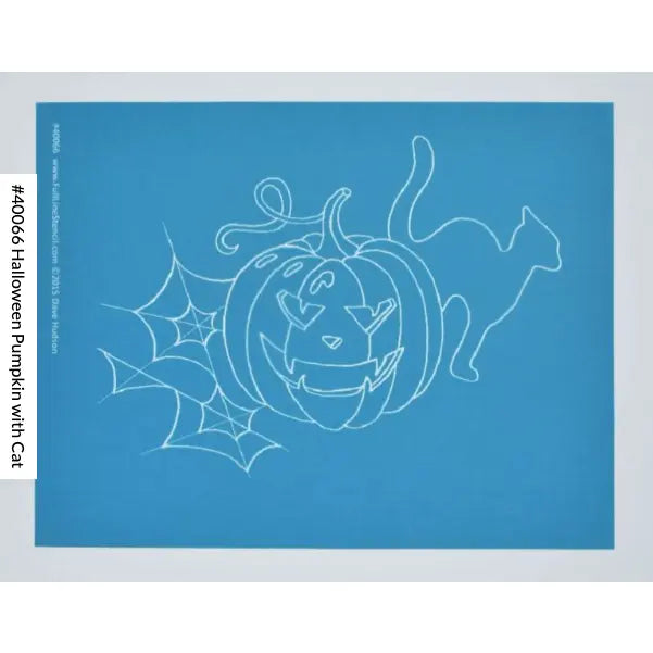 40066 Halloween Pumpkin with Cat 6 3/4" by 9" Stencil - Linda's Electric Quilters
