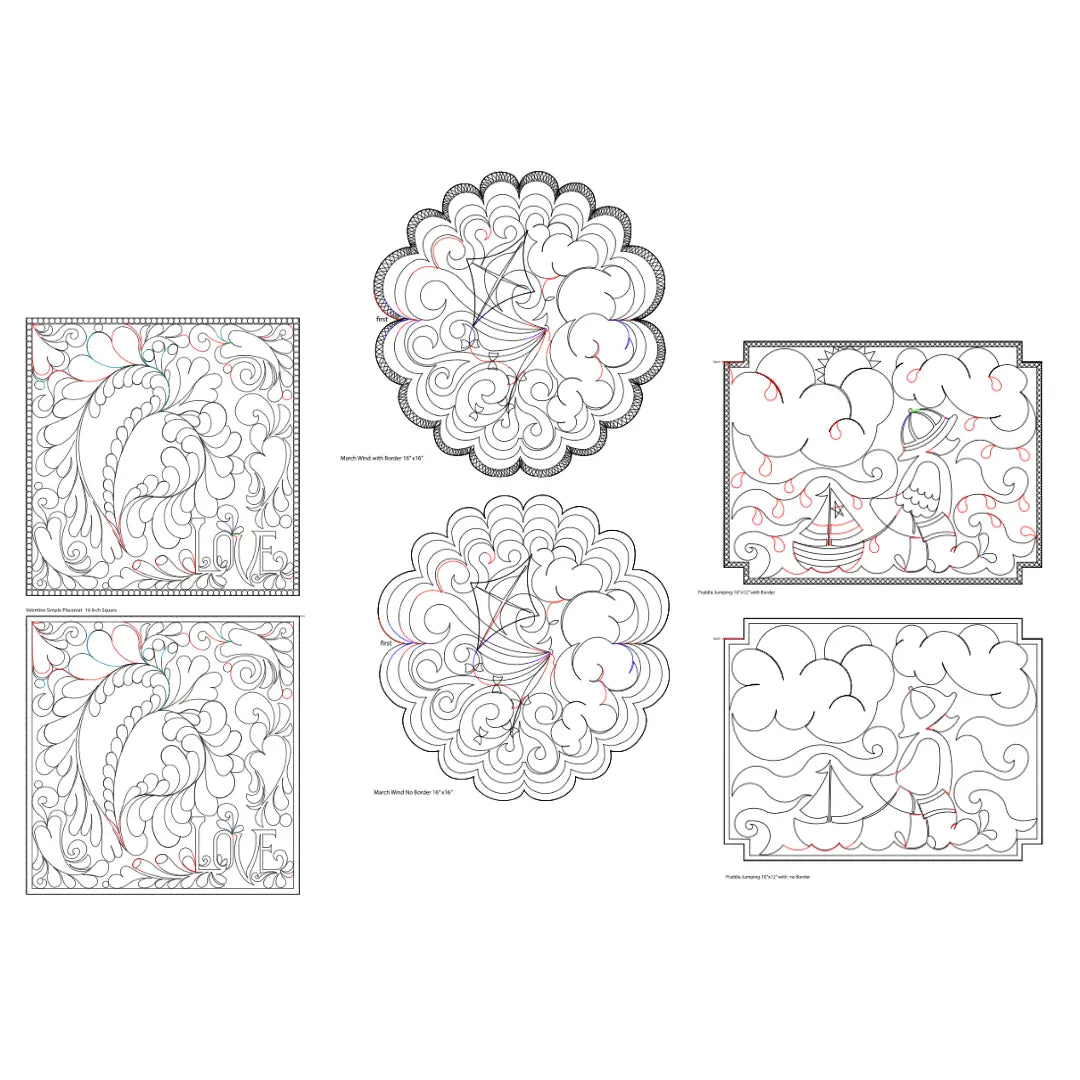 270 Holiday Placemats A Pantograph by Linda V. Taylor - Linda's Electric Quilters