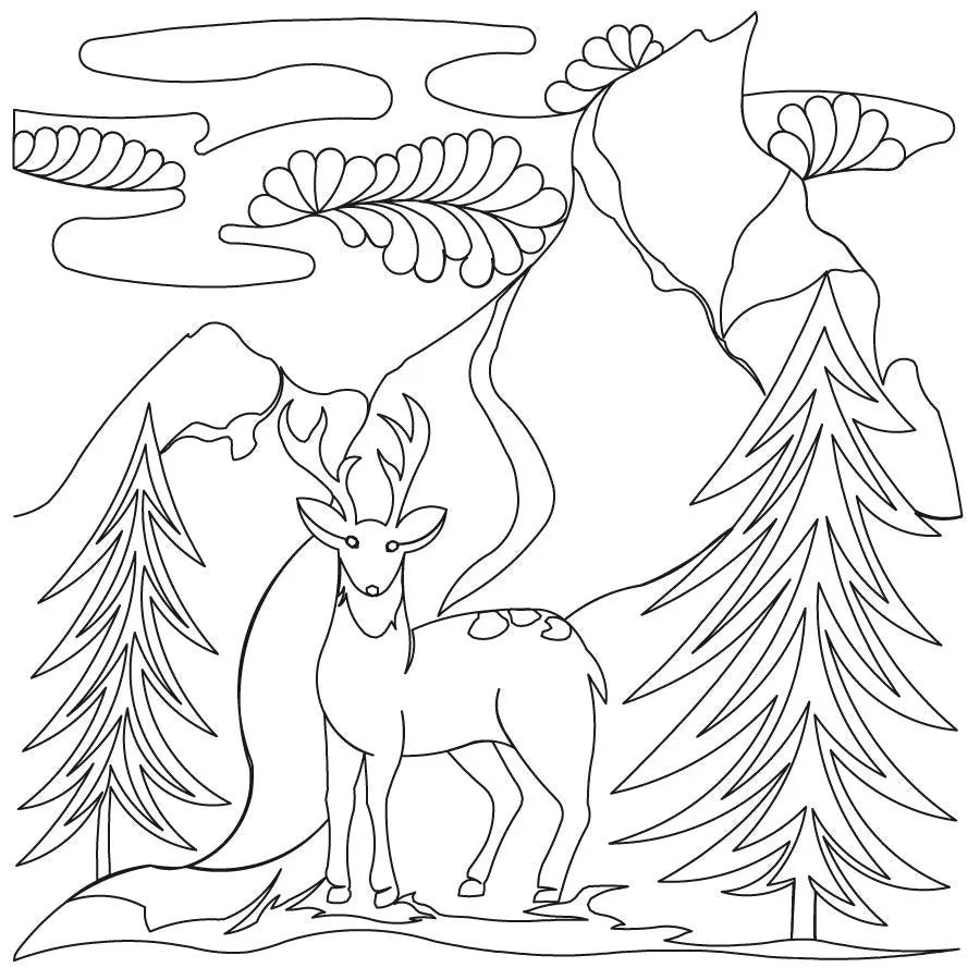 Deer Pine B Block - Linda's Electric Quilters