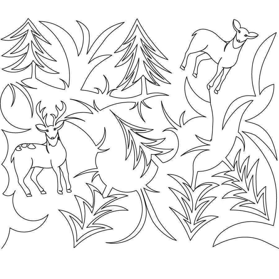 Deer and Pines Digital E2E - Linda's Electric Quilters
