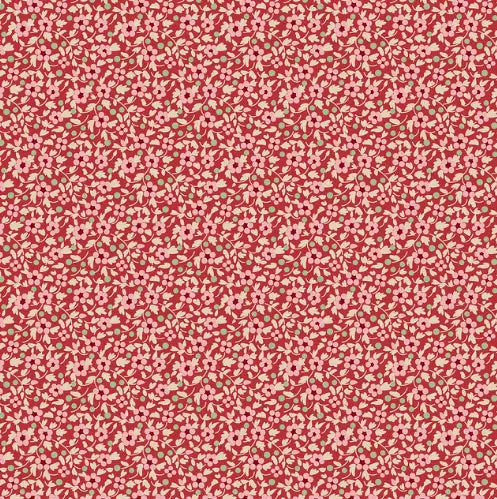 Tilda Creating Memories Winter Brie Red floral quilting cotton at Linda's Electric Quilters