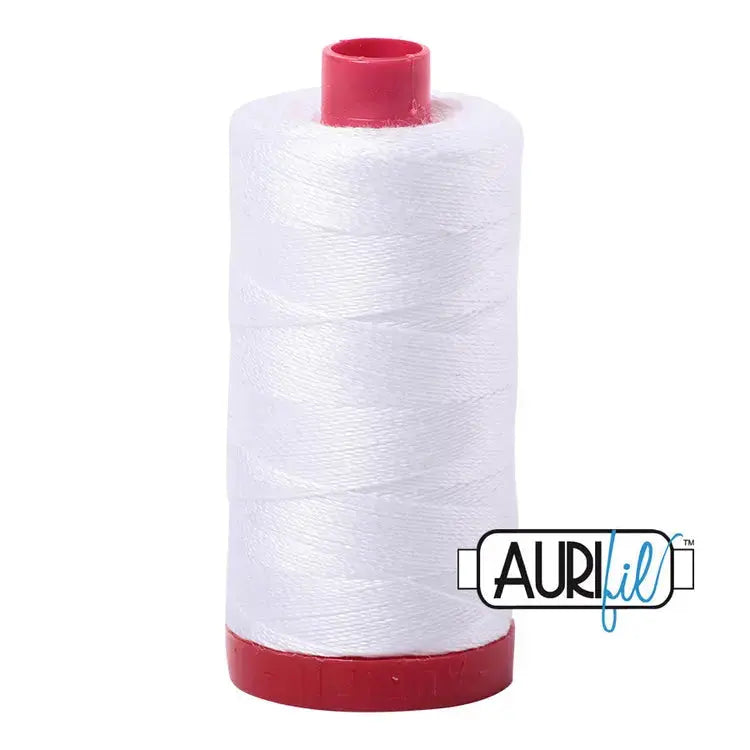 Aurifil 2024 White 12wt Cotton Thread 350 yards bold production statement quilting