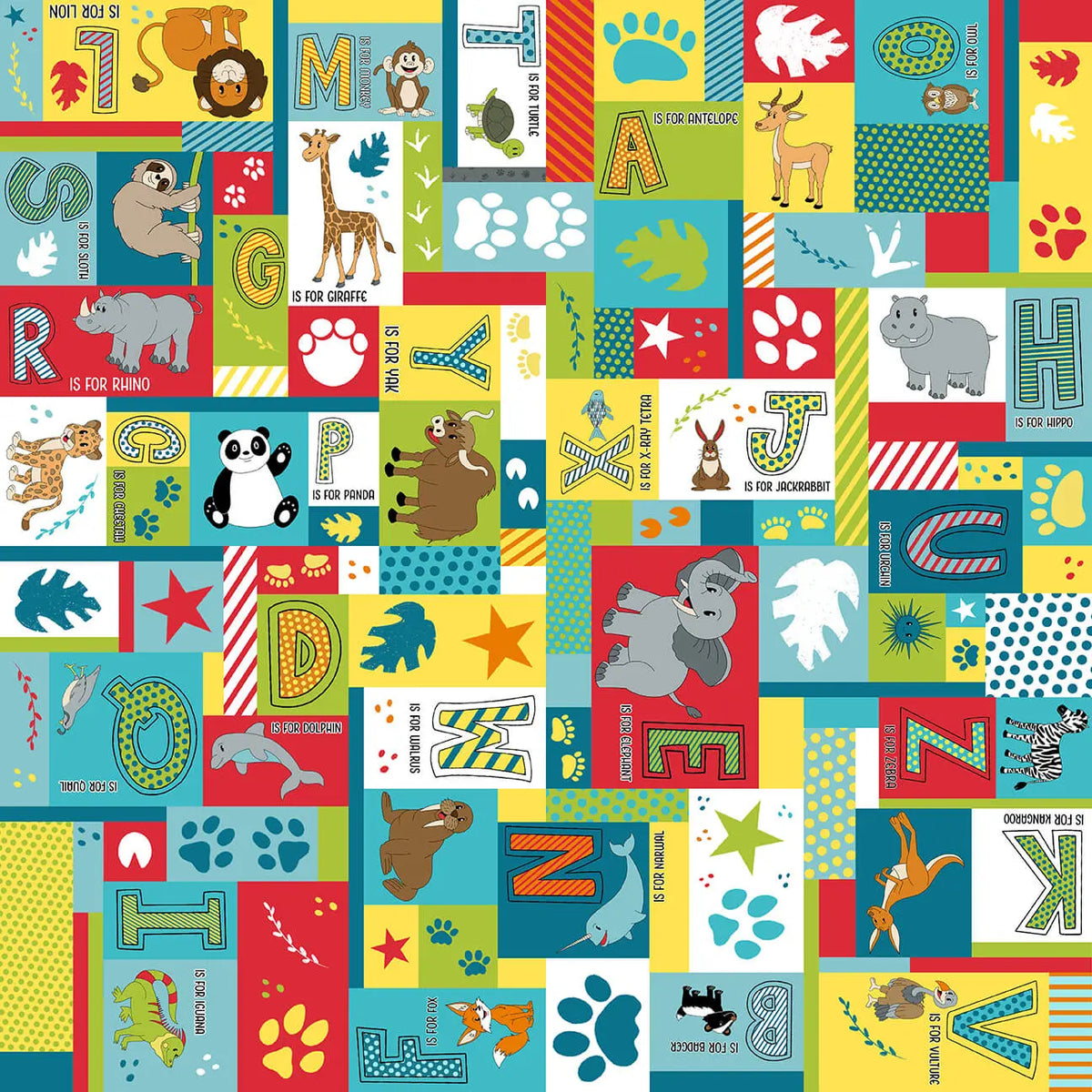 Color Is Turquoise A Cheery Kids' Zip Pouch in A to Zoo Turquoise
