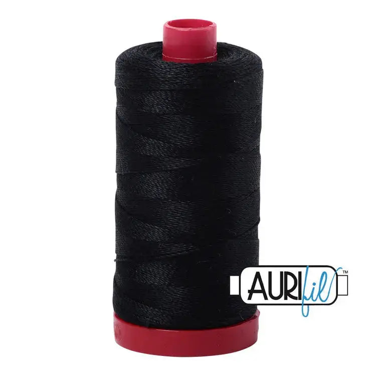 Aurifil 2692 Black 12wt Cotton Thread 350 yards bold production statement quilting