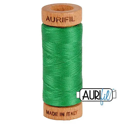 Aurifil 2870 Green 80wt Cotton Thread 1300 yards invisible applique green fabrics