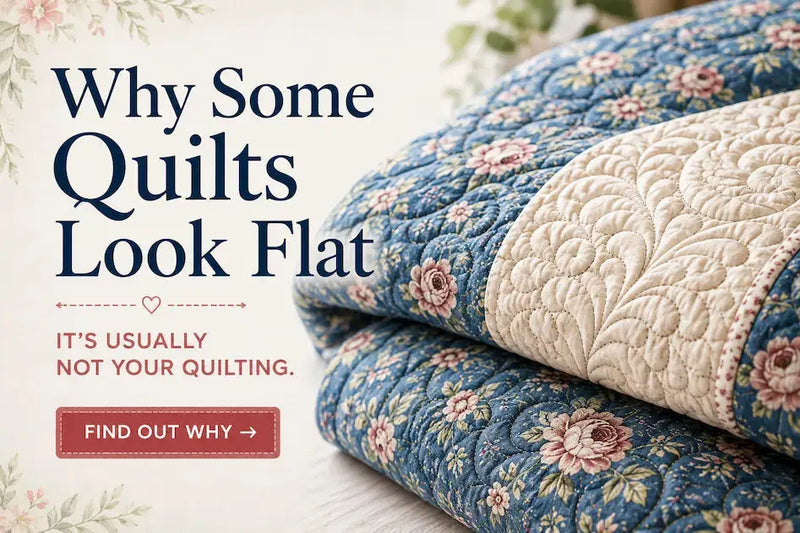 Why Some Quilts Look Flat After Washing – Morning with Corey tip graphic: the batting problem underneath your fabric