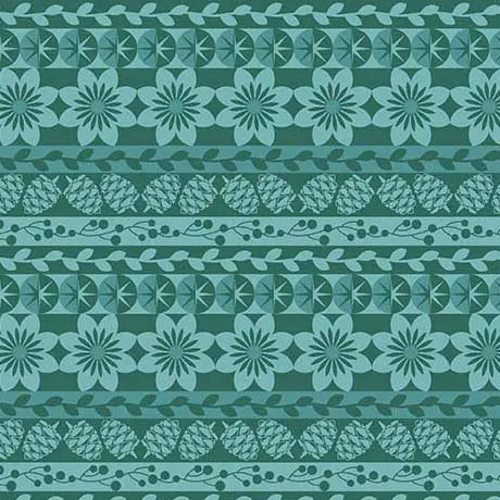 A Festive Pair of Holiday Curtains in 12 Days of Christmas Patterned Stripe Teal