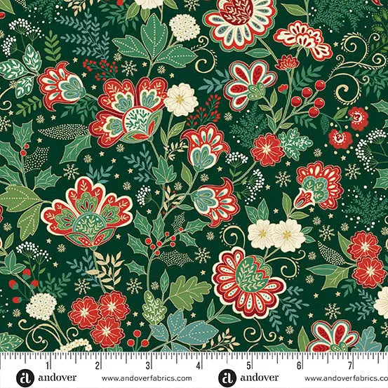 A Festive Christmas Table Runner in Adorn Bloom Green