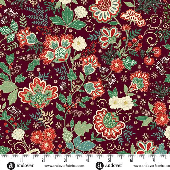 A Cozy Christmas Lap Quilt in Adorn Bloom Burgundy