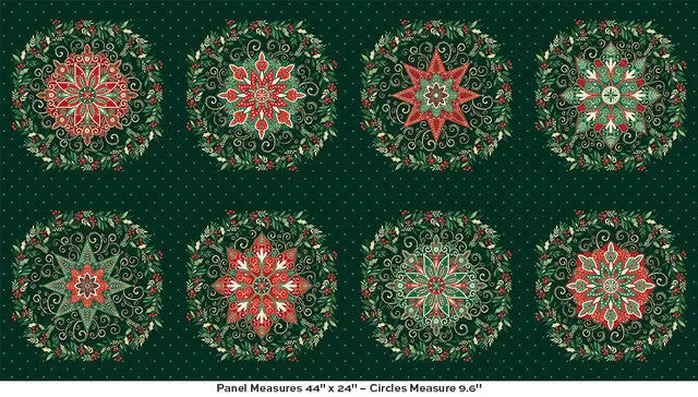 A Festive Christmas Panel Pillow in Adorn Circles Green