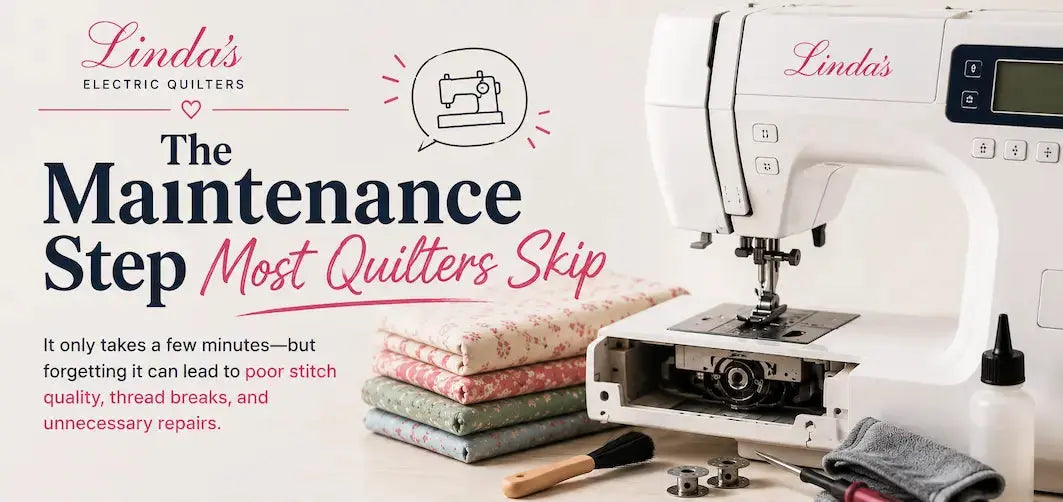 Machine Maintenance Everyone Forgets – Morning with Corey tip graphic: the 5-minute habit that adds years to a sewing machine