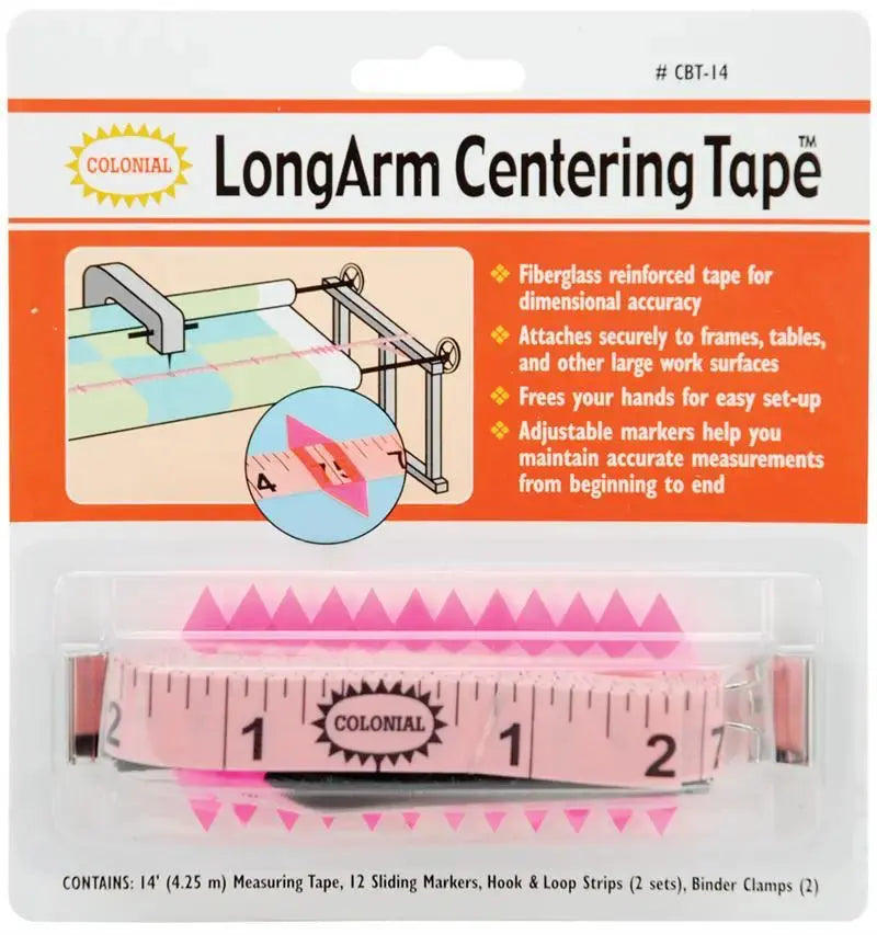 Longarm Centering Tape with Sliding Markers for longarm quilting frame quilt center alignment