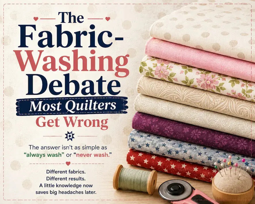 The Fabric-Washing Debate Most Quilters Get Wrong – Morning with Corey tip graphic: the real answer on prewashing fabric