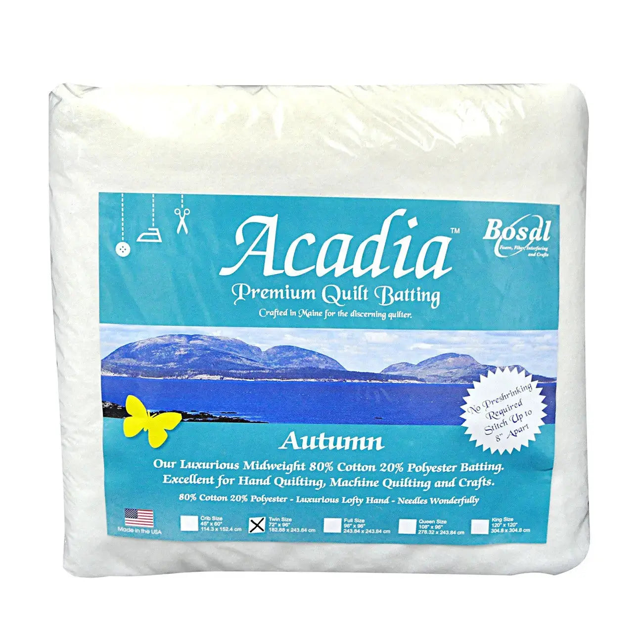 Acadia Premium 80 20 cotton polyester batting 72 x 90 twin