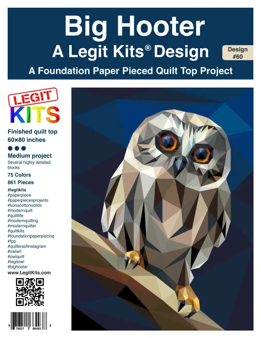 An Owl with Big Personality: Foundation Paper Piecing Big Hooter in 75 Kona Shades
