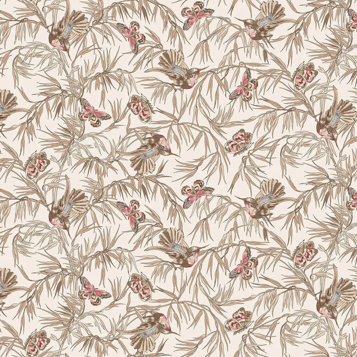 A Fresh Placemat Set in Birds and Butterflies White Meadow Blush
