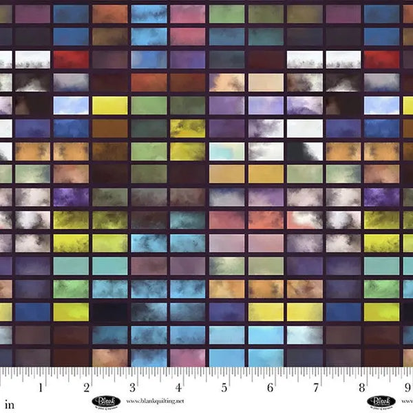 A Cozy City-Nights Lap Quilt in Black Window Blocks Metro Mirage