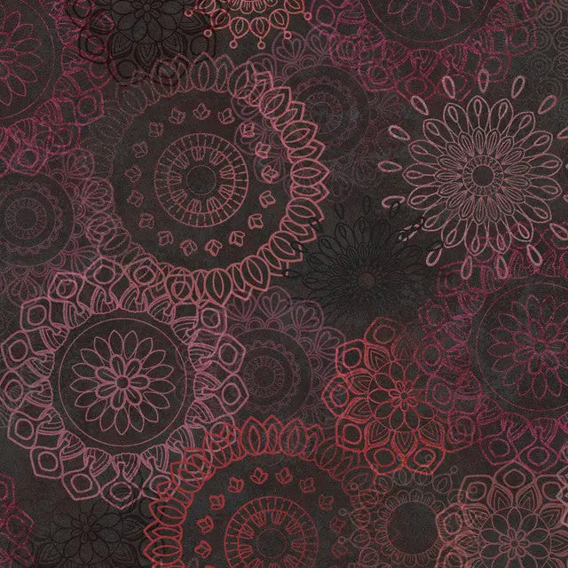 A Dress-Up Apron in Black and Maroon Operetta Lace Flowers Cotton