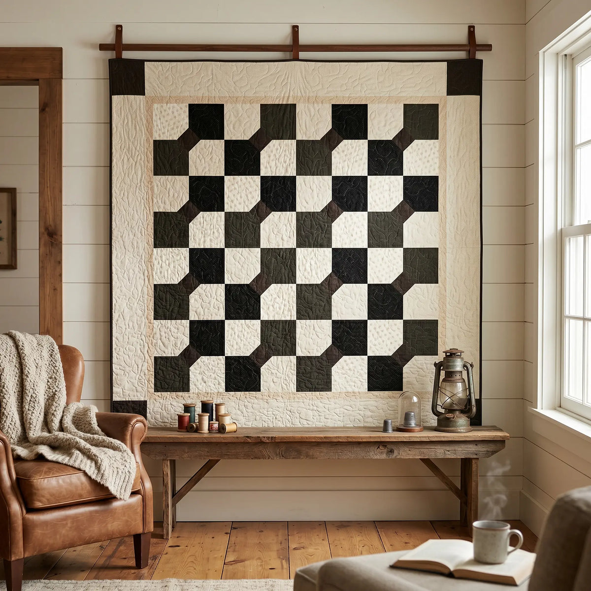 Simple Formal Design Black, Cream and Easy: How a Square Kit Quilt Gets Its Formal Look