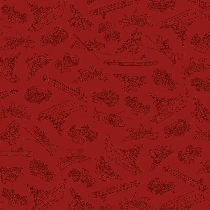Moda Country Paths Bold Envelope Pillow Covers in Crimson Military Convoy Path to Freedom