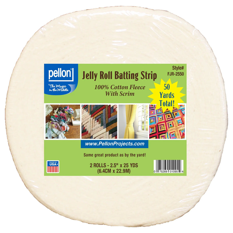 Pellon natural cotton batting with scrim jelly roll, 2.5 inch strip by 50 yards