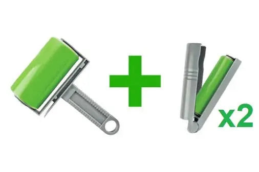 Go Sticky Medium and 2 Mini reusable lint roller set for quilting studio fabric cleaning