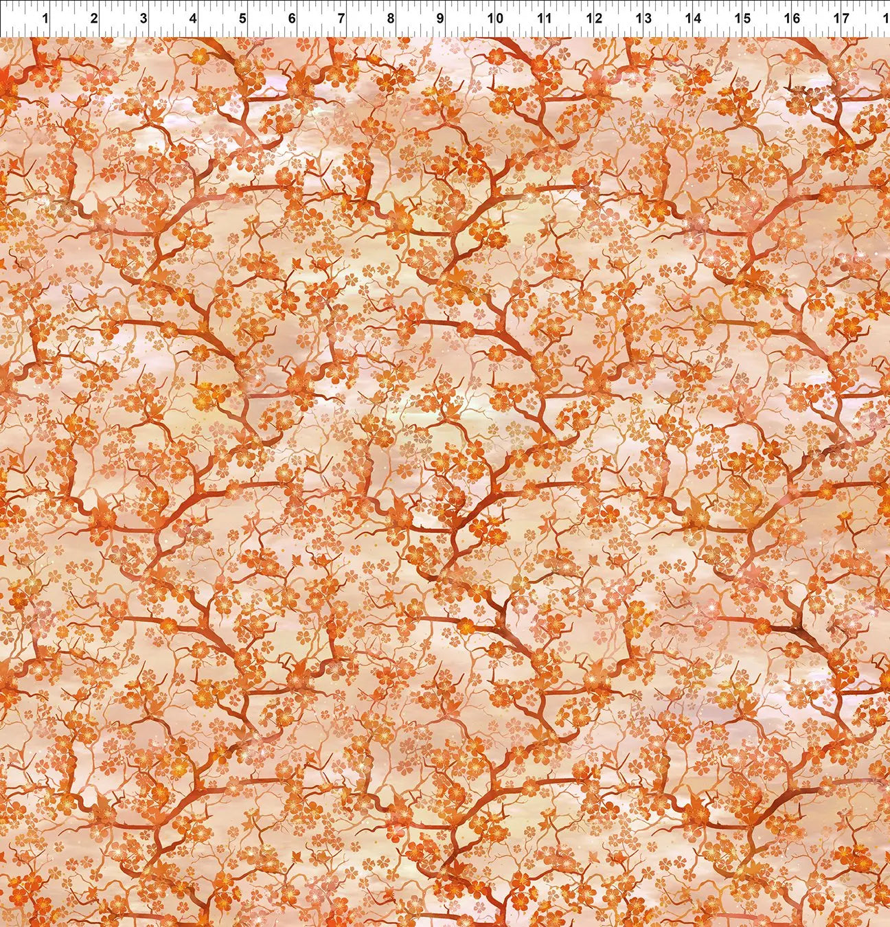 In The Beginning Oriental Gardens cherry blossoms print in quilting cotton