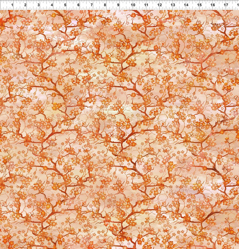 In The Beginning Oriental Gardens cherry blossoms print in quilting cotton