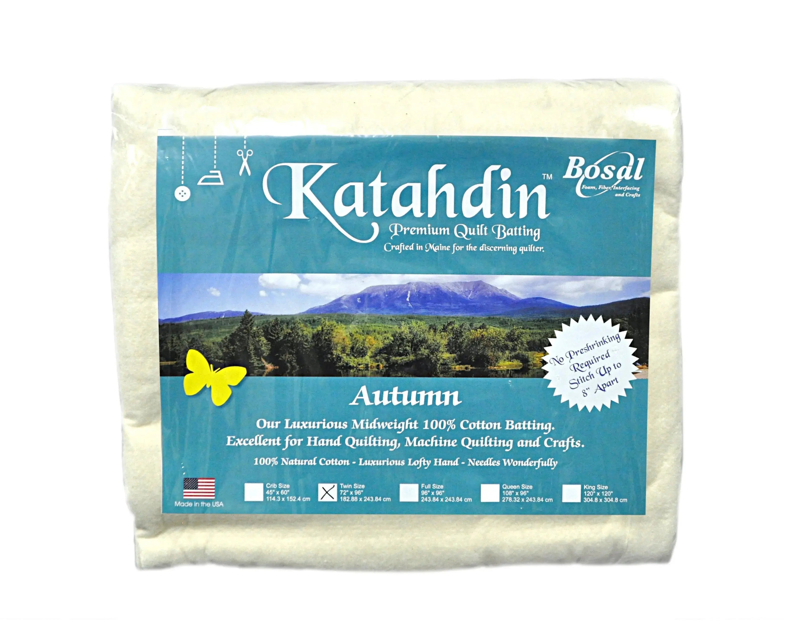Katahdin Premium Cotton Autumn 4oz 72 x 90 inch batting twin