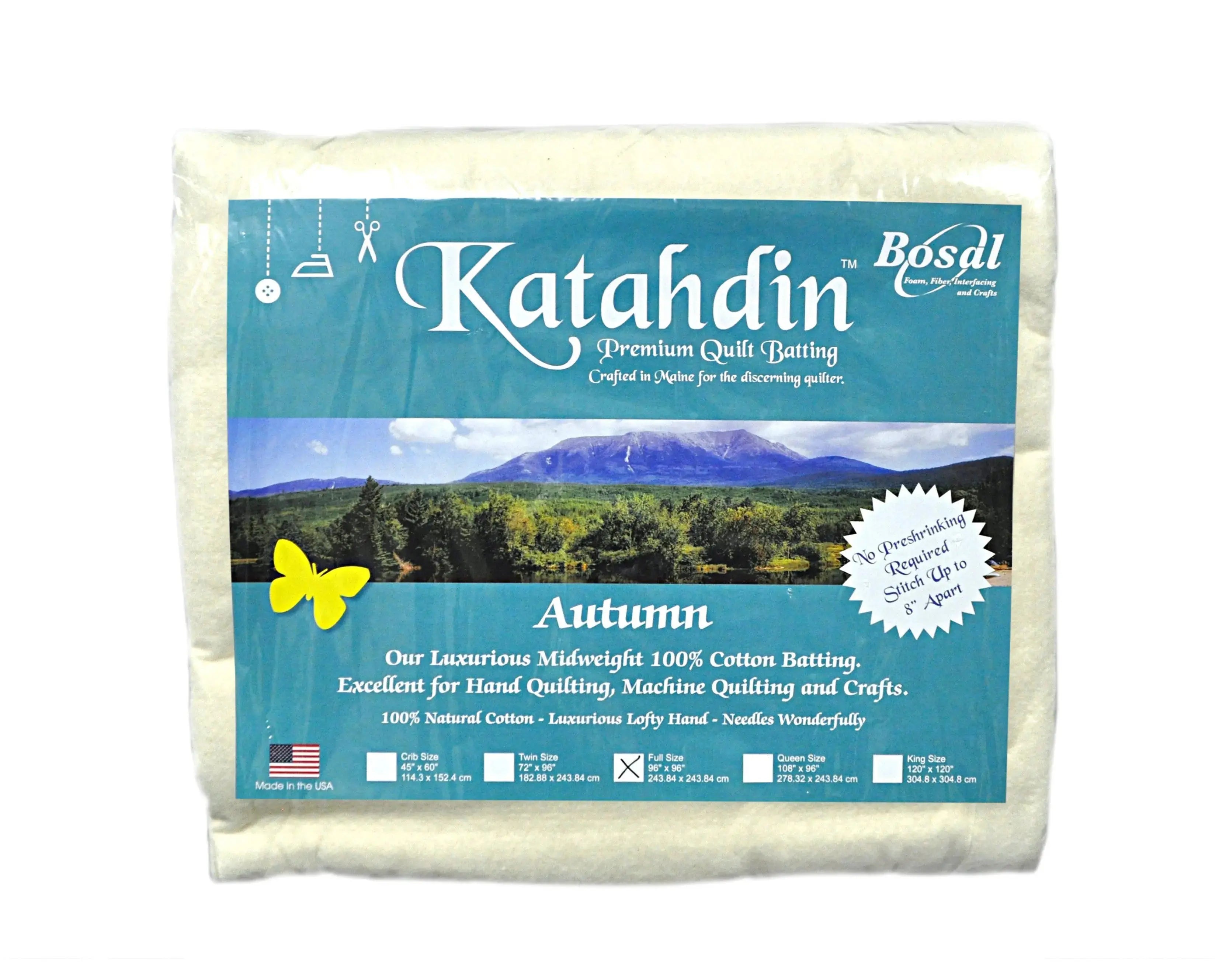 Katahdin Premium Cotton Autumn 4oz 90 x 96 inch batting full size