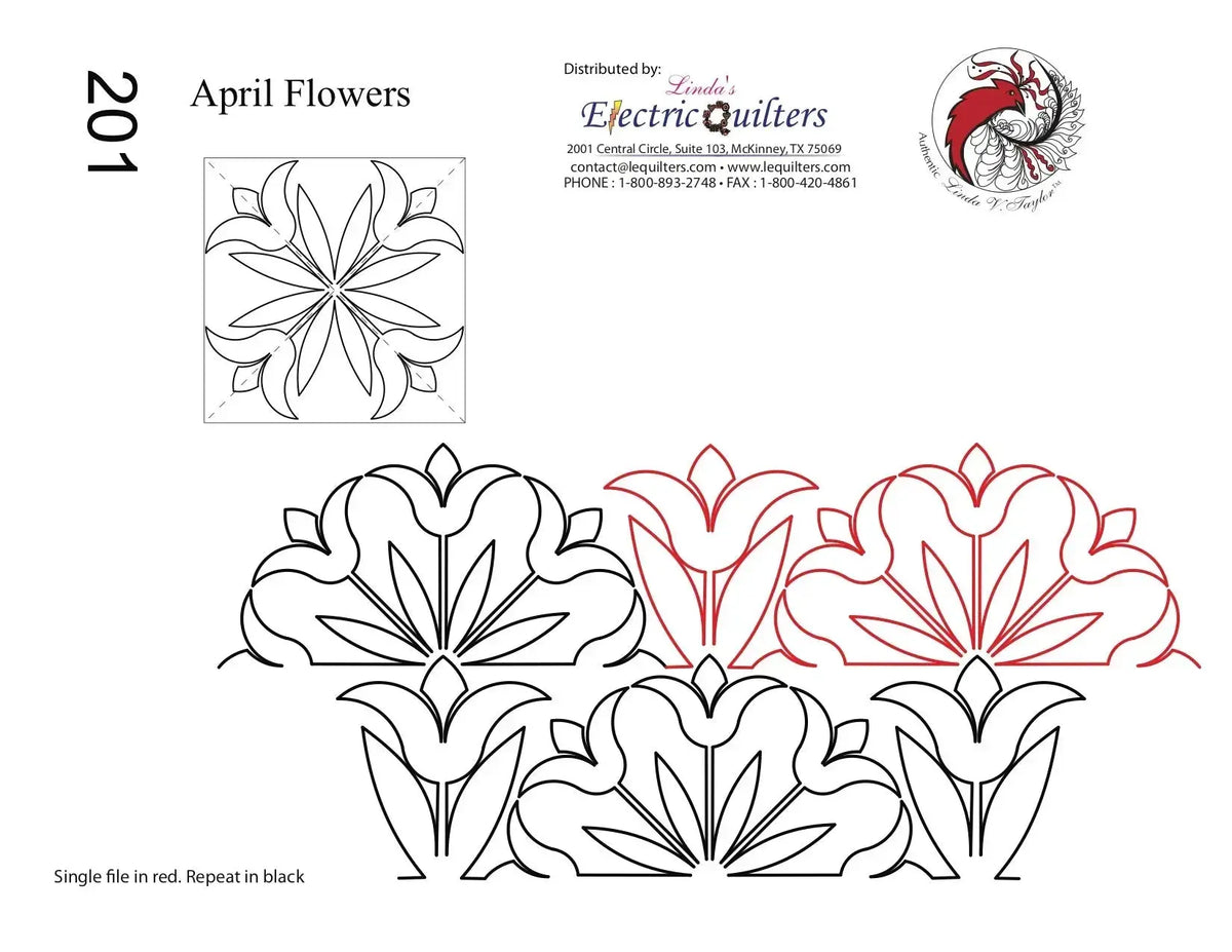 April Flowers: A Spring Floral Pantograph With Matching Blocks for Coo