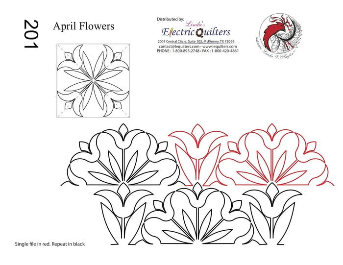 April Flowers: A Spring Floral Pantograph With Matching Blocks for Coo
