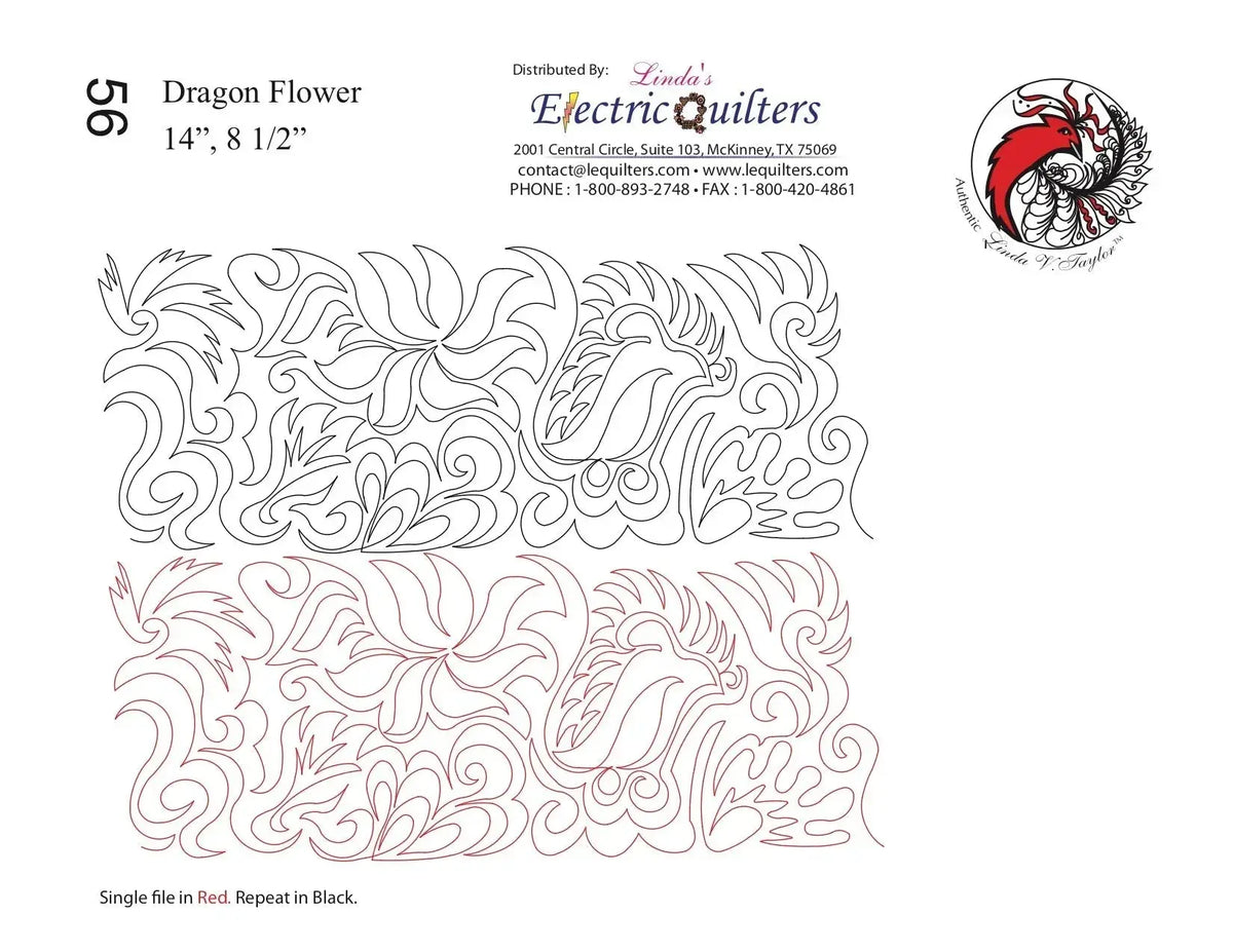 Dragon Flower: A Bold Floral Pantograph in Two Dramatic Row Heights