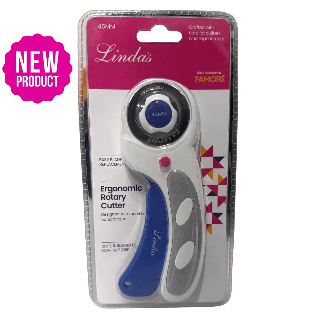 Linda's 45mm Ergonomic Rotary Cutter by Famore trigger handle ball bearing precision cutting