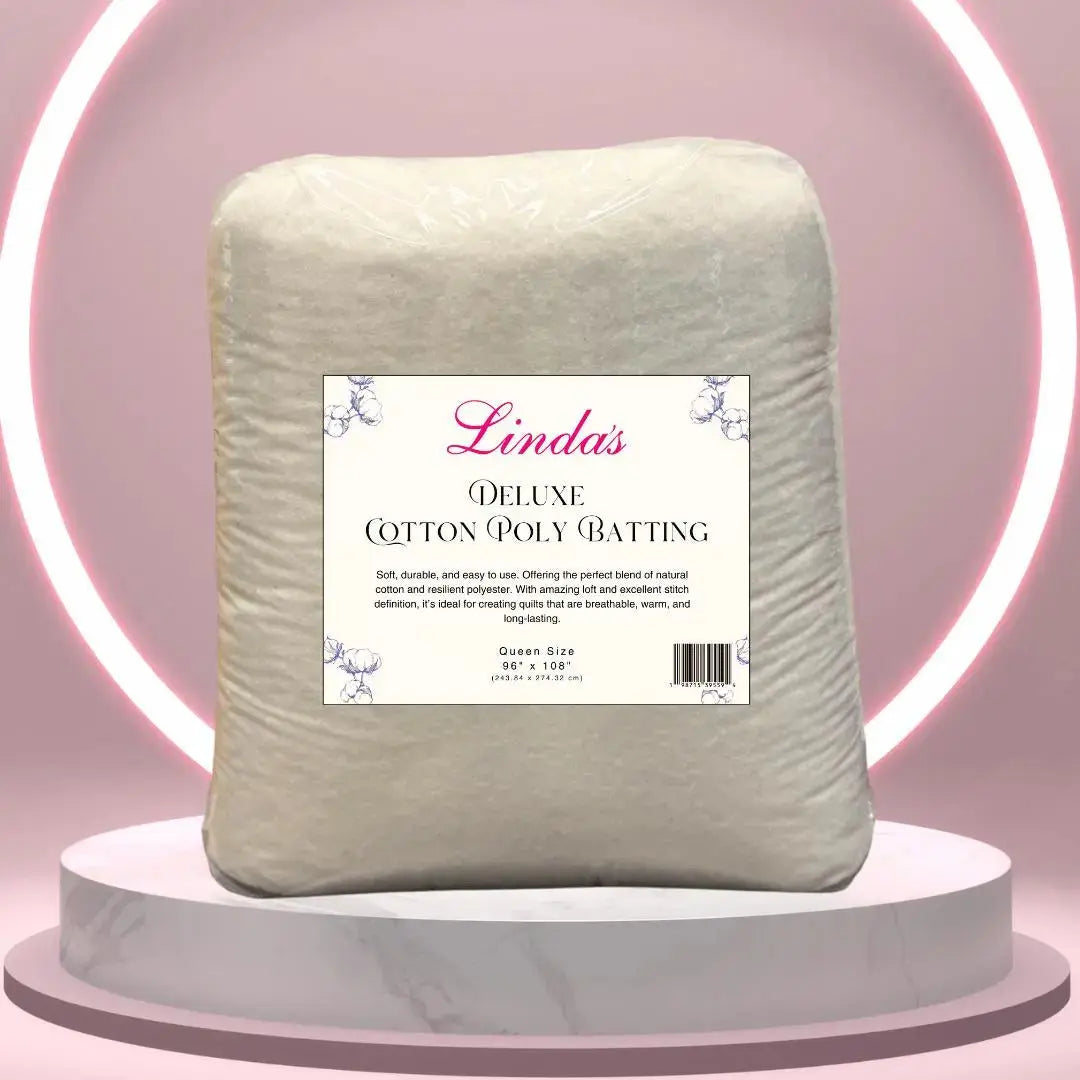 Linda's Deluxe Cotton Poly Blend Batting Queen Size 3 Yard Package made by Hobbs signature batting