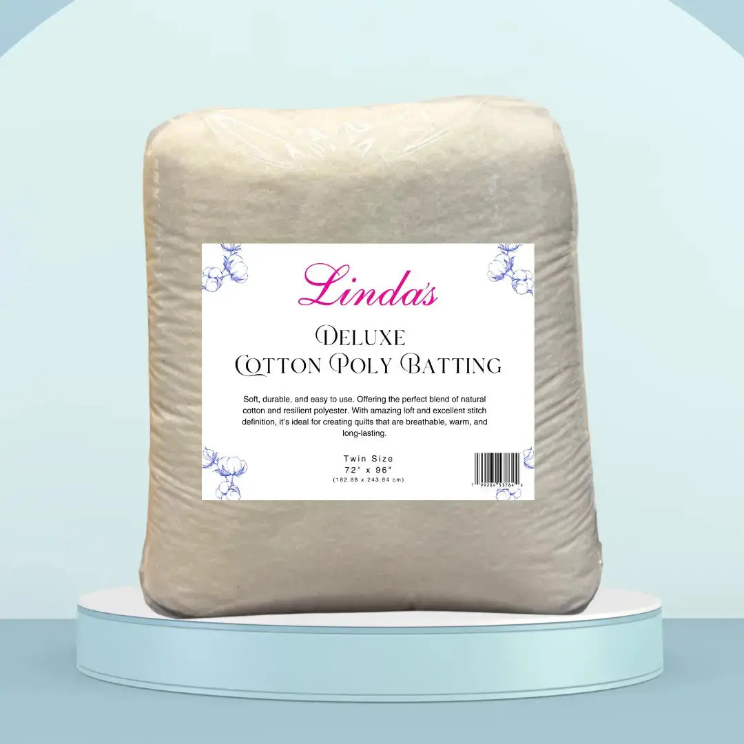 Linda's Deluxe Cotton Poly Blend Batting Twin Size 2 Yard Package Hobbs