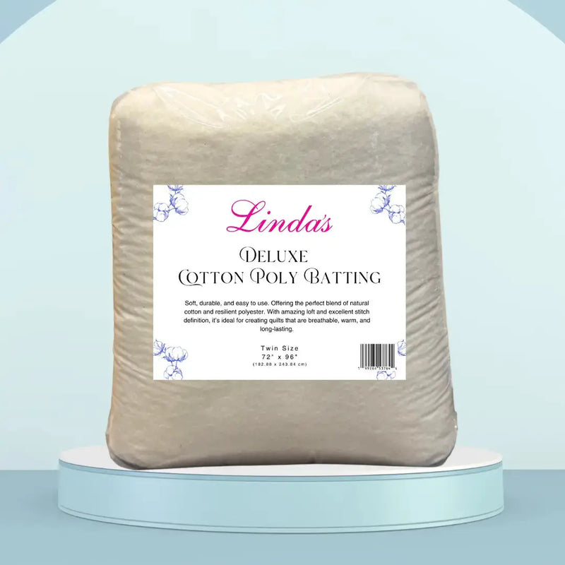 Linda's Deluxe Cotton Poly Blend Batting Twin Size 2 Yard Package Hobbs